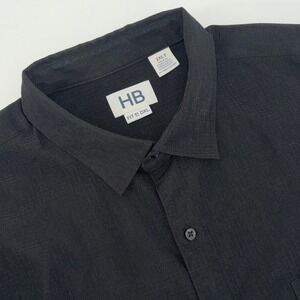 Harbor Bay‎ Fit by DXL Mens 2XLT Black Ripstop Short Sleeve Button Down Shirt